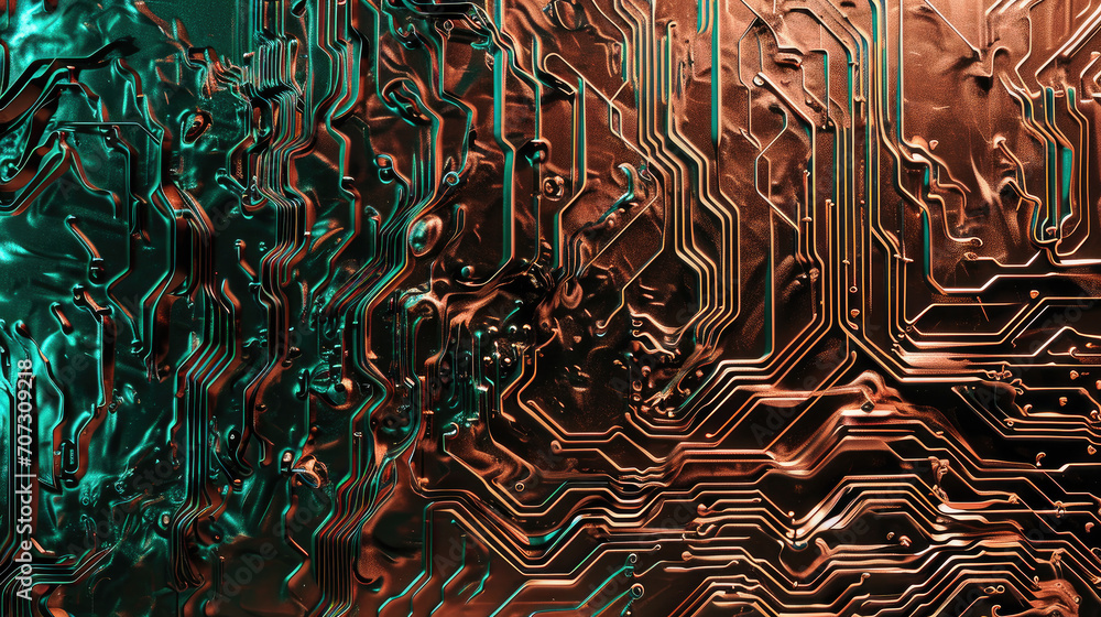 Luminous Gridscape: Electro-Copper Circuitry Unveiled. Generative AI Luminous Gridscape: Electro-Copper Circuitry Unveiled. Generative AI