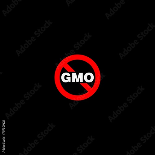 No GMO sign icon isolated on black background 