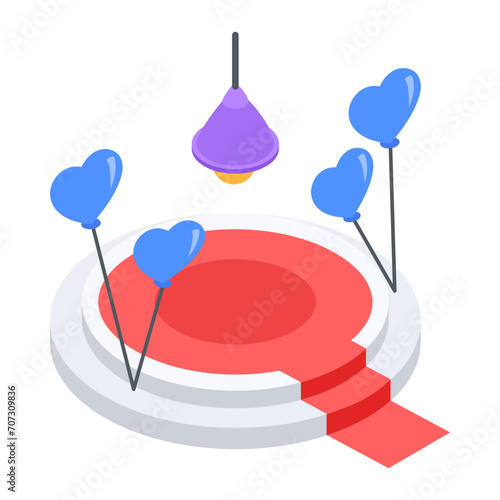 Get this isometric icon of valentine stage 
