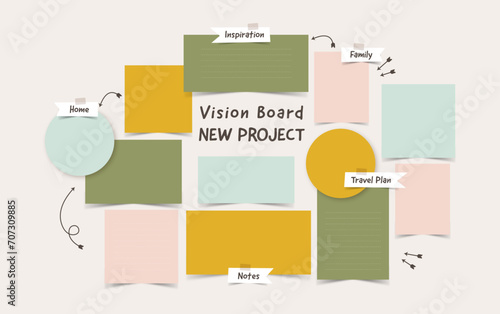 Vector photo collage template moodboard pictures grids vector illustration, vision board	
