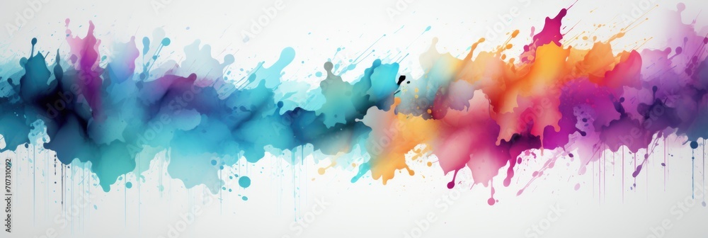 Abstract multi colored powder explosion on white background.Colorful dust explode. Painted Holi powder festival.