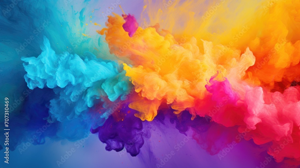 Colorful powder explosion. Paint Holi.