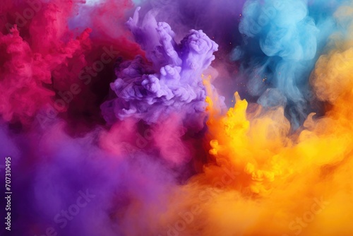 abstract colorful background with splashes of powder, on Holi.