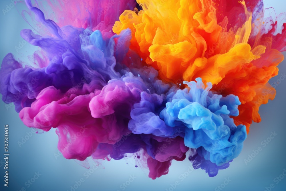 abstract colorful background with splashes of powder, on Holi.