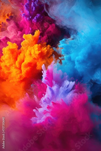 Freeze the motion of colorful colored powder exploding. Indian festival Holi