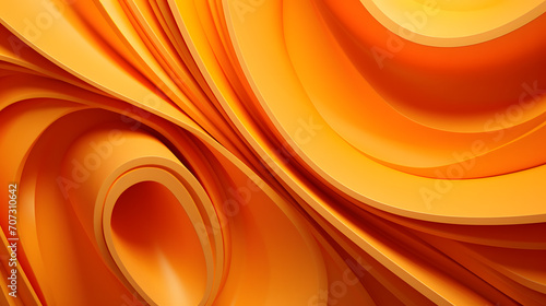 Citrus Symphony: 3D Rendering of Orange Paper Unfolding in Spirals and Curves