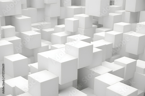 Abstract Elegance: 3D White Cube Shapes Layered with Texture on a Minimalistic Background
