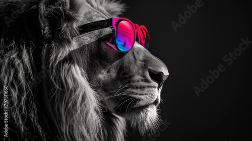 Cool Lion with Sunglasses Portrait