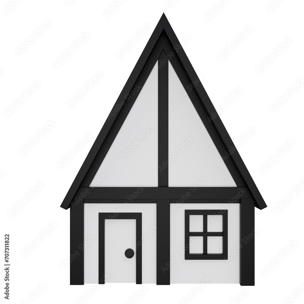 White and black Witch house. 3d rendering. White and black Witch house. 3d rendering.