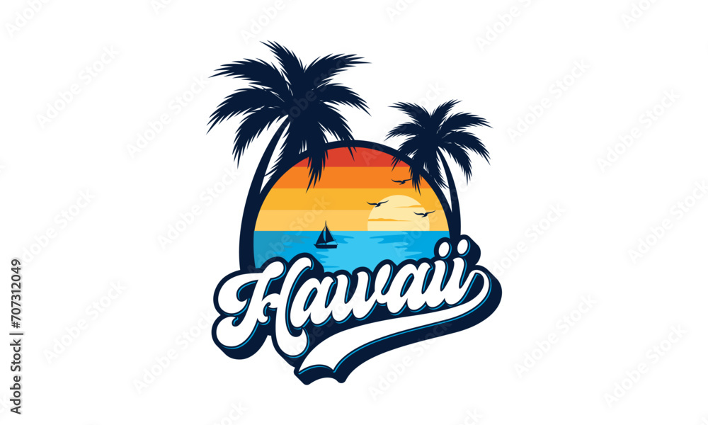 Hawaii logo design template vector, for t-shirt and apparel vector design template
