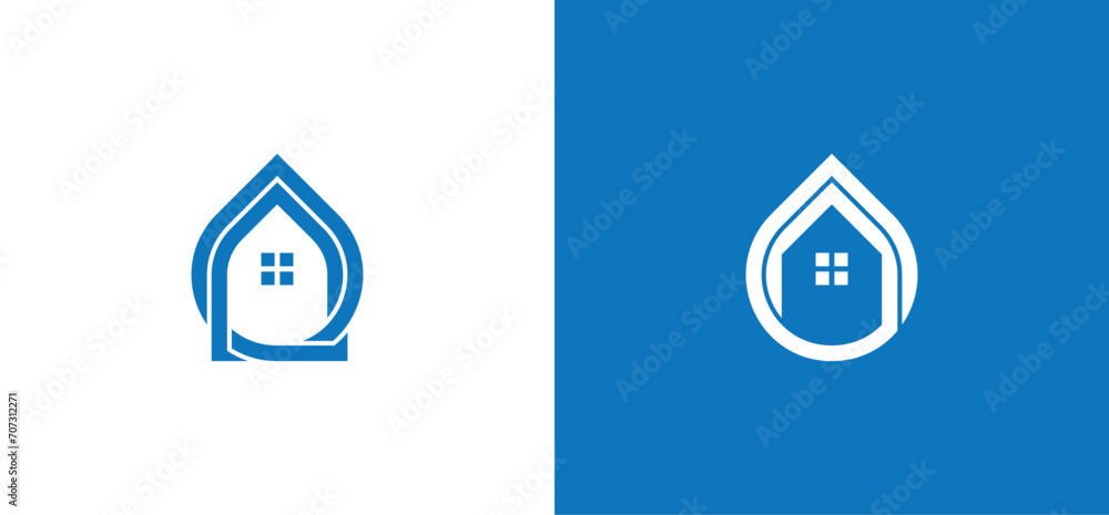 Home Drop Logo Concept icon symbol sign Element Design. House, Aqua, Mineral Oil, Droplet, Plumbing, Cleaning Service Logotype. Vector illustration template Home Drop Logo Concept icon symbol sign Element Design. House, Aqua, Mineral Oil, Droplet, Plumbing, Cleaning Service Logotype. Vector illustration template