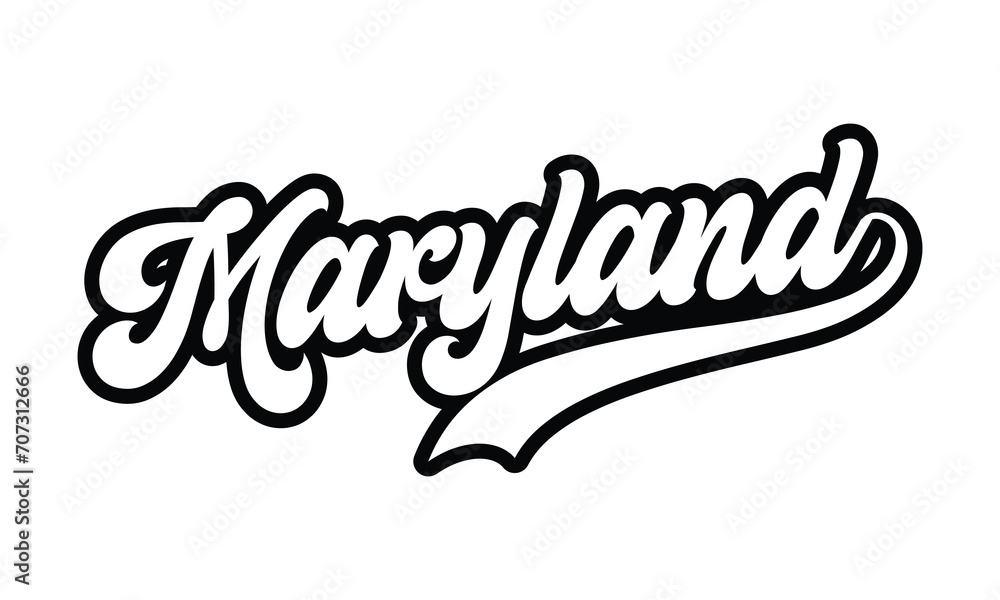 Maryland hand lettering design calligraphy vector, Maryland text vector trendy typography design	 - obrazy, fototapety, plakaty 