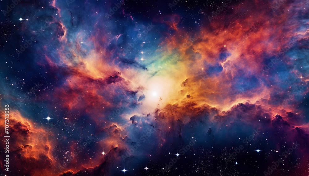 Fototapeta premium Stunning galaxy various colored. Milky way galaxy with stars and space dust in the universe, Long exposure photograph, with grain. Beauty outer space background