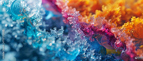 Vibrant coral blooms burst with a kaleidoscope of hues, transforming the reef into a dazzling display of natural beauty