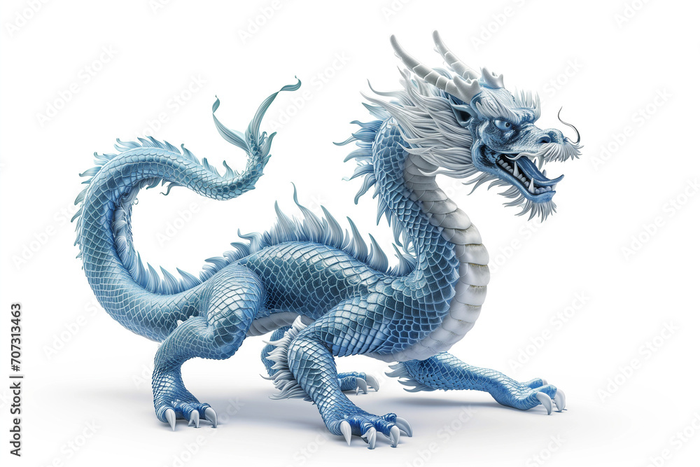 Obraz premium blue chinese dragon isolated
