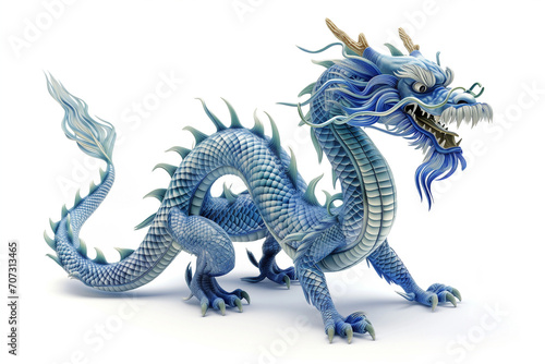 blue chinese dragon isolated