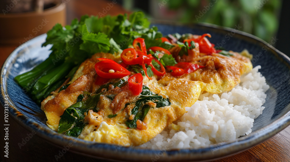 Thai style omelets over rice Thai style omelets over rice