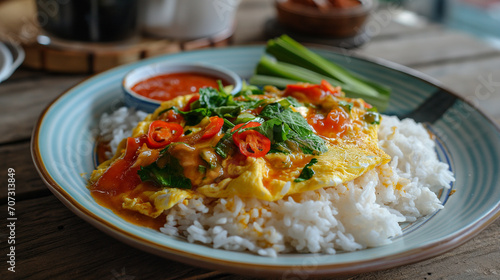 Thai style omelets over rice