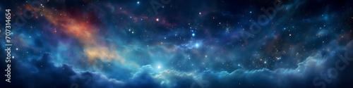 Banner Background of outer star space in galaxy. Astronomy and cosmonaut day concept. © Anastasia Boiko