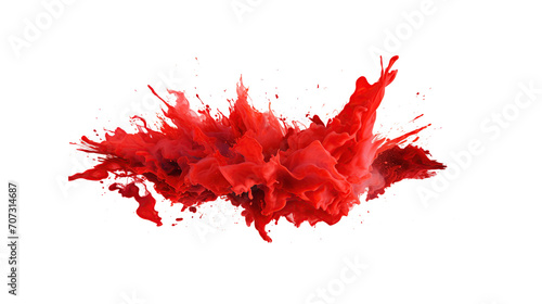 Red powder exploding, isolated on transparent background.