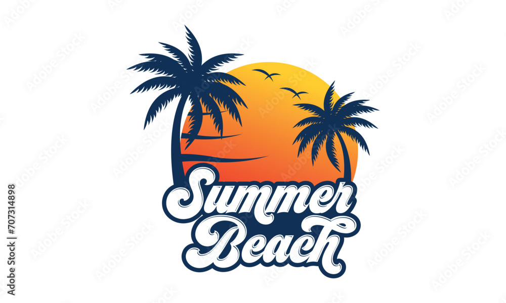Summer beach logo design vector