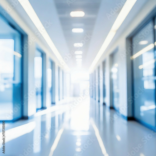 Hospital corridor blur image background of in or clinic image concept