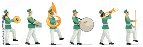 Marching band on white background