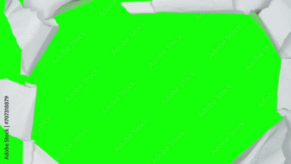 Paper Folding Stop Motion, 4k Paper Animation on a Green Screen. Transforming Paper Blank Sheet to Ball, Paper Sheets Tearing from the Center Opening the Screen Transition