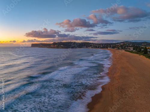 Sunrise over the sea and rock platform