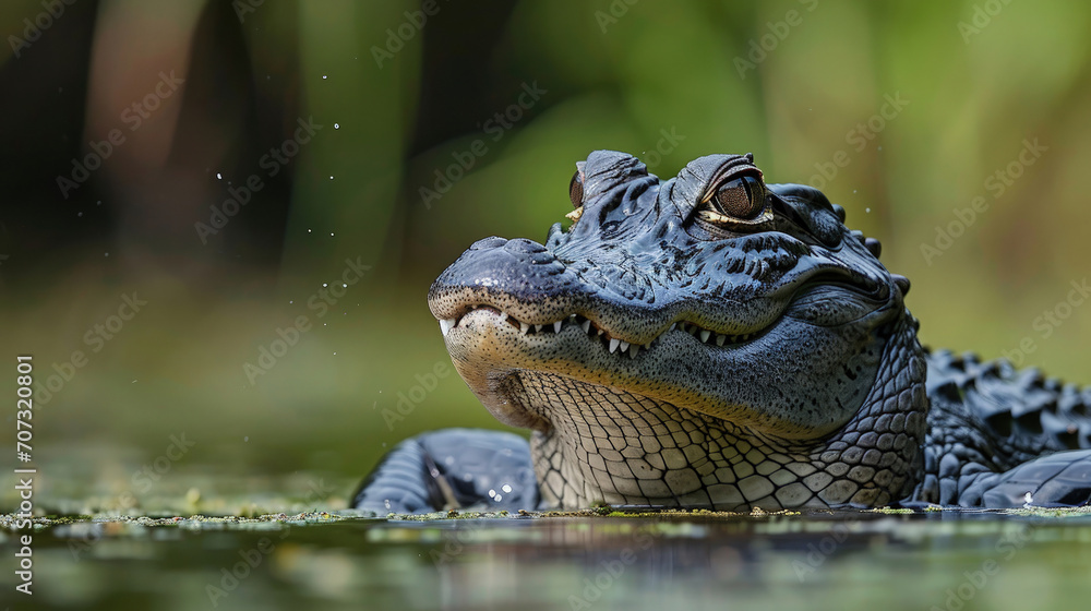 Close-up of caiman in natural habitat. Close-up of caiman in natural habitat.