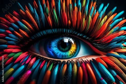 Rainbow color painted eye © Muhammad