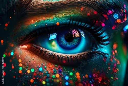 Rainbow color painted eye