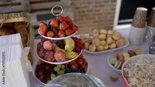 Fresh fruit on plates