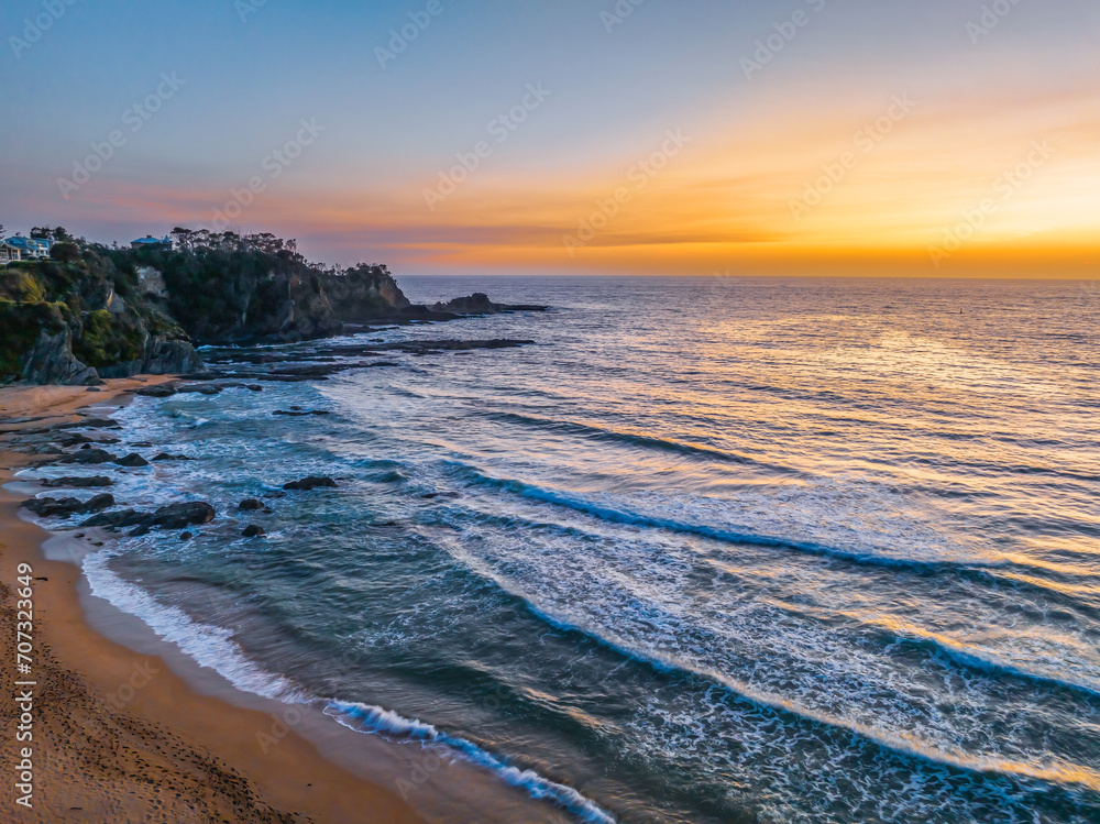 Sunrise seascape with high clouds