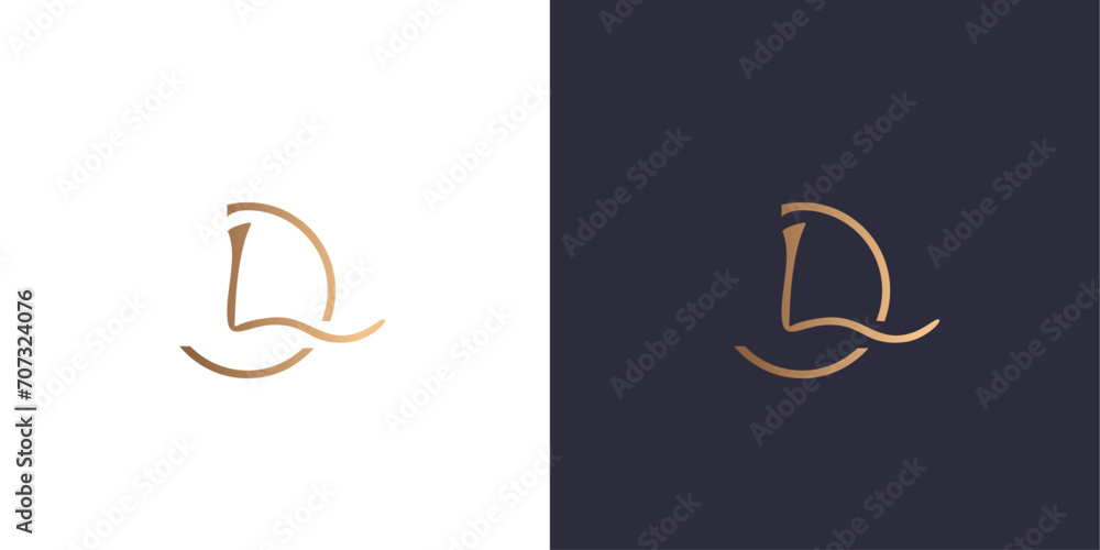 Letter d and l logo monogram, minimal style identity initial logo mark. Golden gradient vector emblem logotype for business cards initials. - obrazy, fototapety, plakaty 