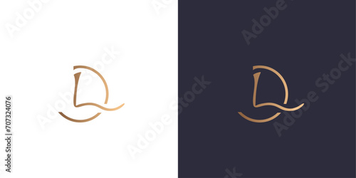 Letter d and l logo monogram, minimal style identity initial logo mark. Golden gradient vector emblem logotype for business cards initials. photo