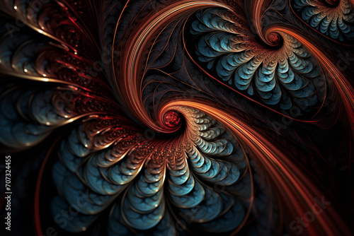 Abstract fractal. Fractal art background for creative design. Background with twisted spirals on a dark background