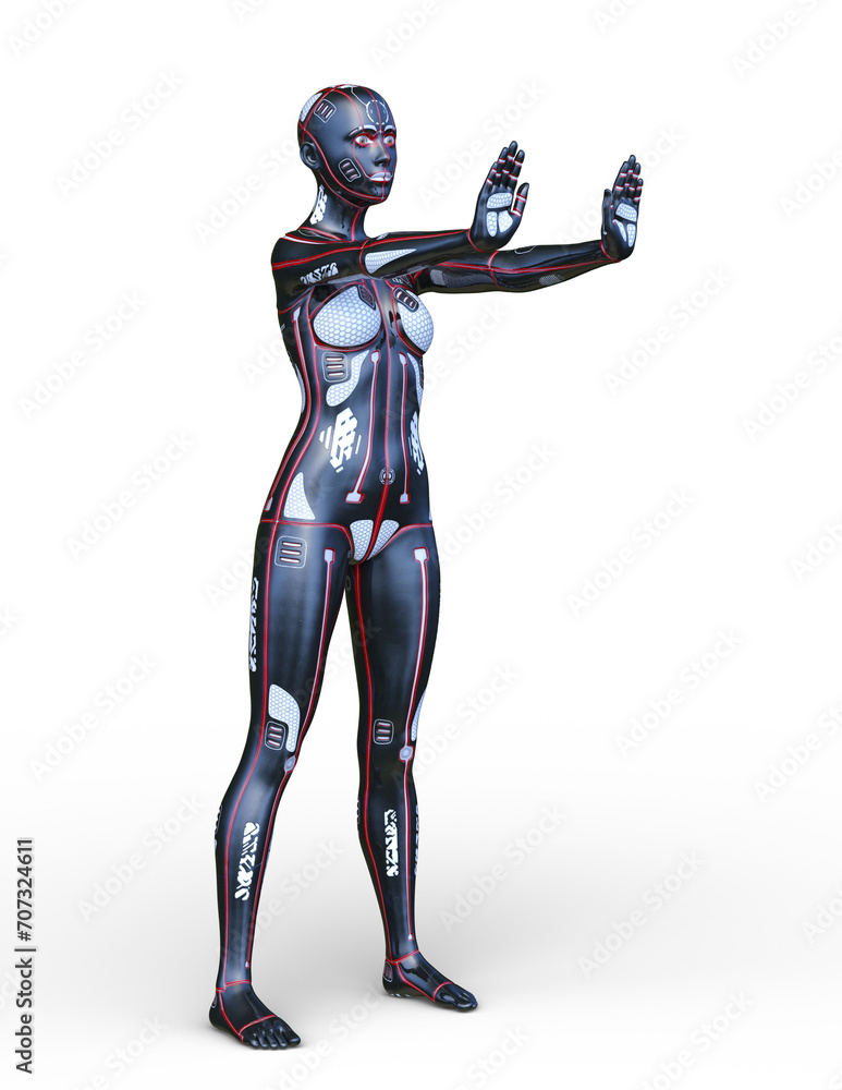 女性サイボーグ　3DCG レンダリング