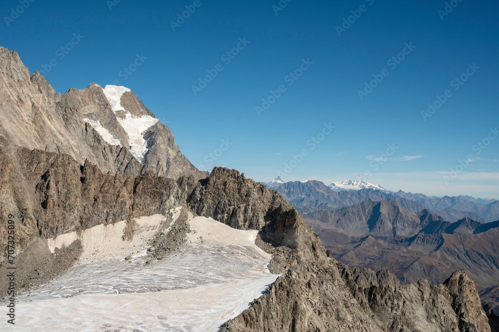 Courtmayeur Italy Skyway Monte Bianco  Montblanc Way to Punta Helbronner l in Aosta Valley region of Italy.