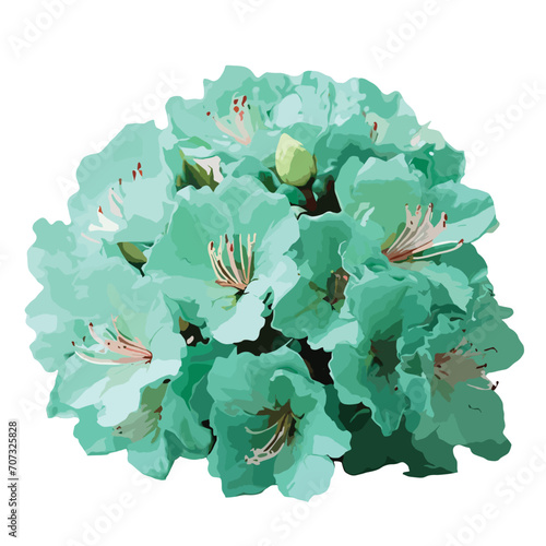 Bouquet of sea green color Azalea flower vector artwork 