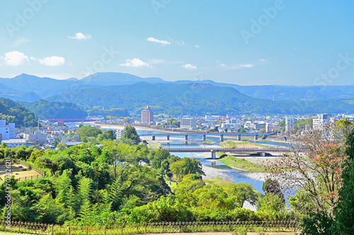 Fototapeta Naklejka Na Ścianę i Meble -  人吉城二の丸跡から人吉市街の眺め　熊本県人吉市