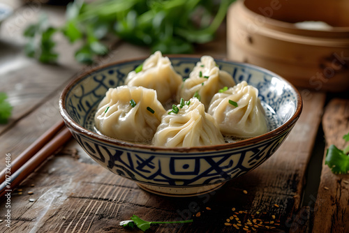 Steamed dumplings a traditional Chinese dish photo