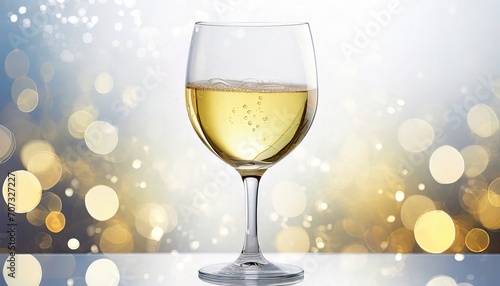 image of white wine glass and nice blur of lights,