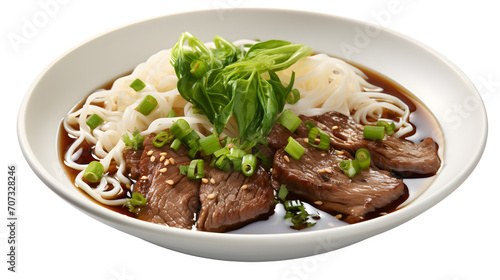 Beef pho, Vietnamese cuisine, noodle soup, beef broth, rice noodles, beef slices, bean sprouts, basil leaves, hoisin sauce, sriracha, transparent background, isolated pho, culinary delight, pho bowl photo