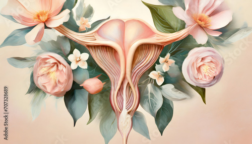 uterus, frau, floral, close up, abstrakt, blumen, bohemian, hintergrund, kunst, artwork, Gynäkologie, Medizin,  photo
