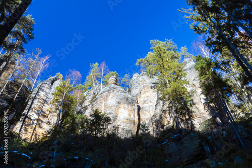 Sandstone cliffs in Adrspach-Teplice Rocks  Czech Republic