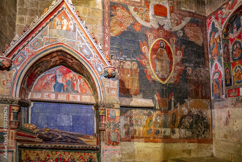 Detail of Gothic wall painting of the Chapel of San Martin in the old cathedral of Salamanca, Castilla y León, Spain declared a world heritage site by Unesco photo