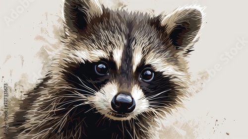  a close up of a raccoon's face with a blurry look on it's face and a blurry background of the raccoon's eyes. © Anna