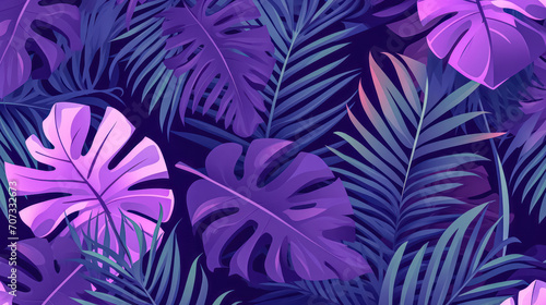 Vibrant neon tropical leaves  an artistic rendition of exotic tree and plant foliage.