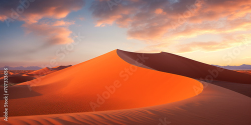 Beautiful sunset dunes Namib desert, AI Generative.